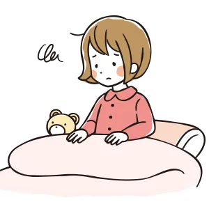 睡眠不足のイラスト。