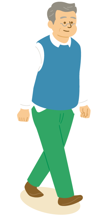 男性が公園を歩いているイラスト。CLL/SLLとはページへのリンク