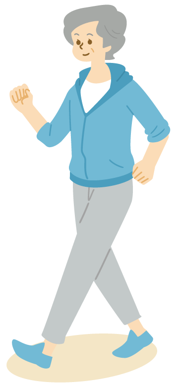 ウォーキングをしている女性のイラスト。CLL/SLLの治療ページへのリンク