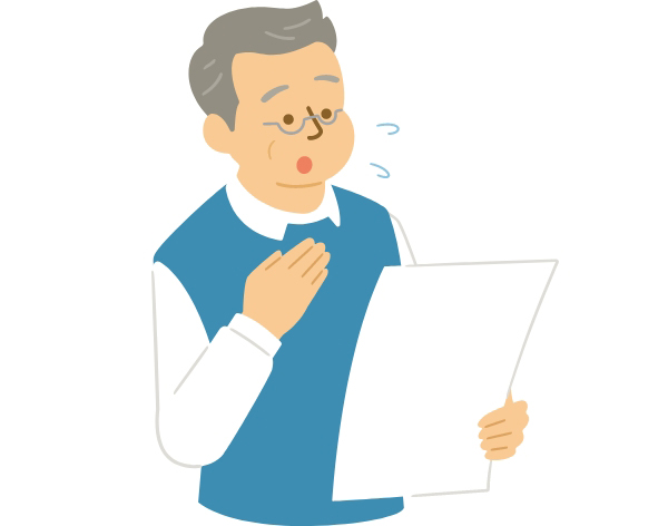 検査結果をみて驚いている高齢男性のイラスト