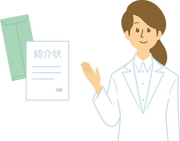 紹介状を受けて、セカンドオピニオンを行う医師のイラスト