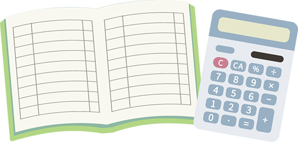 家計簿、電卓のイラスト