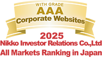 WITH GRADE AAA Corporate Websites 2025 Nikko Investor Relations Co.,Ltd. Ranking in all listed companies in Japan